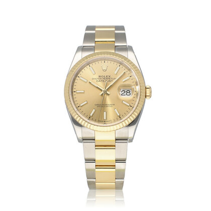 Datejust 36 steel - yellow gold fluted champagne Oyster 2019 B+P | NEW ROLEX SERVICE