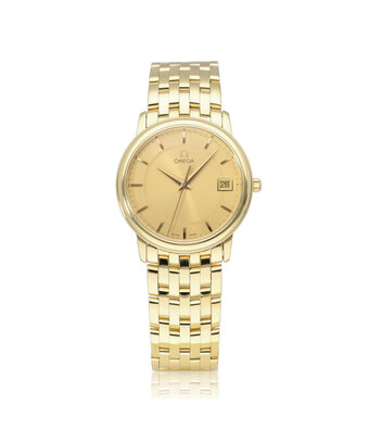 Omega De Ville Prestige 34,4 yellow gold champagne 1999 box + papers