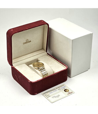 Omega De Ville Prestige 34,4 yellow gold champagne 1999 box + papers