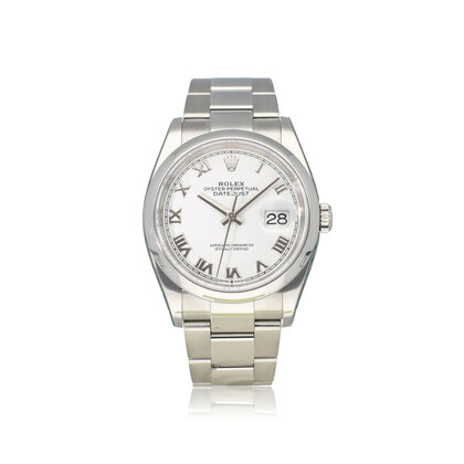 Datejust 36 steel white roman Oyster 2019 + papers | NEW ROLEX SERVICE