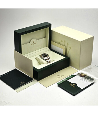 Rolex Datejust 36 steel - gold Oyster black 2005 box + papers