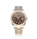 Rolex Datejust 41 steel - rose gold Oyster choco - brown 2019 box + papers