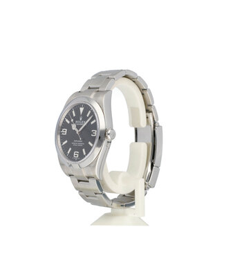 Rolex Explorer  39 steel black domed Oyster 2011 box + papers