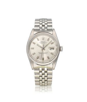 Rolex Datejust 36 steel - white gold silver pie pan / wide boy Jubilee 1969 + box