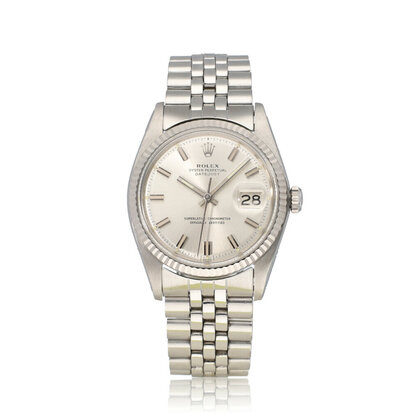 Datejust 36 steel - white gold silver pie pan / wide boy Jubilee 1969 + box