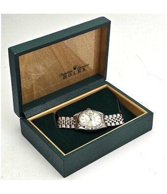 Rolex Datejust 36 steel - white gold silver pie pan / wide boy Jubilee 1969 + box