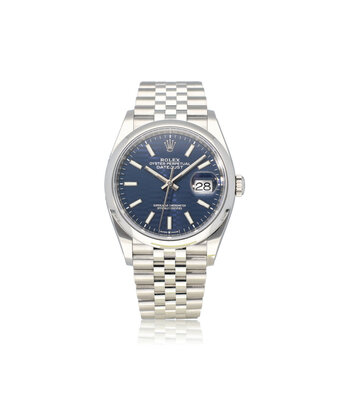 Rolex Datejust 36 blue motif - fluted - block Jubilee 2021 box + papers