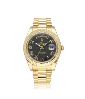 Rolex Day-Date II 41 yellow gold black President 2014 B+P | NEW ROLEX SERVICE