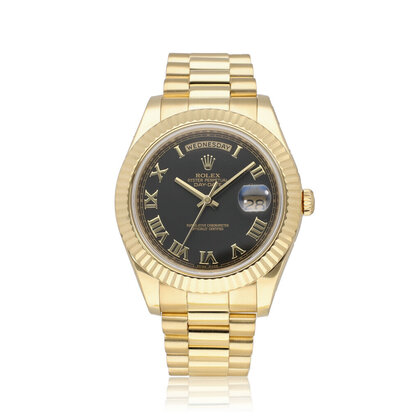 Day-Date II 41 yellow gold black President 2014 B+P | NEW ROLEX SERVICE