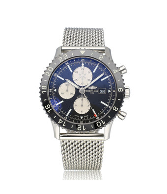 Breitling Chronoliner  46 steel black mesh 2016 box + papers