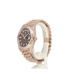 Rolex Day-Date 40 rose gold choco diamond / baguette President 2023 box + papers