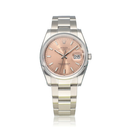 Date  34 steel pink domed Oyster 2017 B+P | NEW ROLEX SERVICE