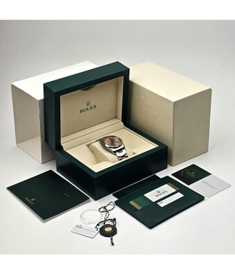 Rolex Date 34 34 steel pink domed Oyster 2017 B+P | NEW ROLEX SERVICE