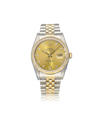 Rolex Datejust 36 steel - gold champagne diamond Jubilee 1995 + papers | NEW ROLEX SERVICE