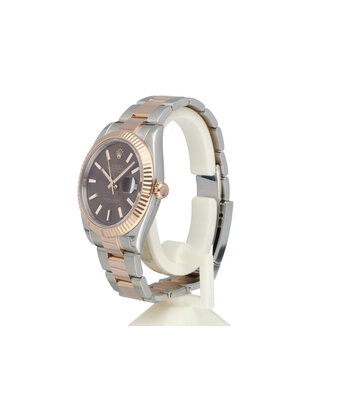 Rolex Datejust 41 steel - rose gold choco Oyster 2018 B+P | NEW ROLEX SERVICE