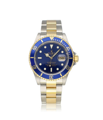 Rolex Submariner Date 40 steel - gold blue / bluesy Oyster 2006 + papers