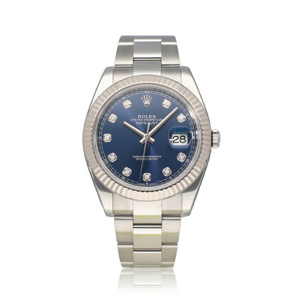 Datejust 41 steel - white gold blue diamond Oyster B+P | NEW ROLEX SERVICE