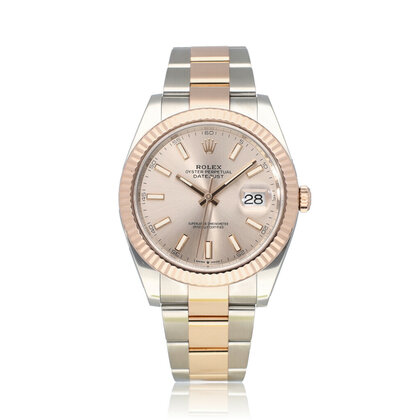 Datejust 41 steel - rose gold sundust - pink Oyster 2021 box + papers