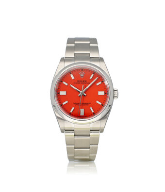 Rolex Oyster Perpetual 36 steel coral red charmander Oyster 2021 box + papers