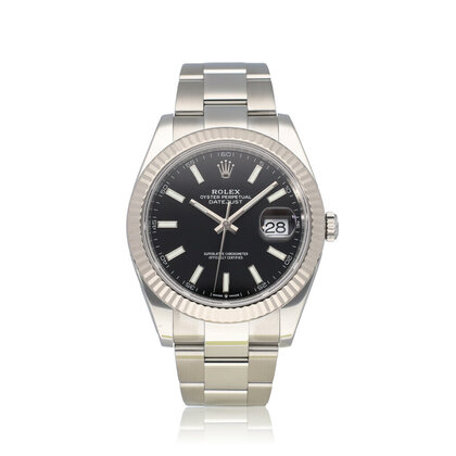 Datejust 41 steel - white gold black fluted Oyster 2023 box + papers