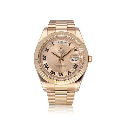 Day-Date II 41 rose gold concentric roman President 2010 box + papers