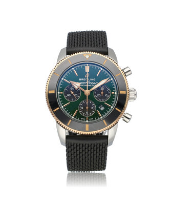 Breitling Superocean Heritage B01 Chronograph 44 steel - rose gold green rubber limited 2022 B+P