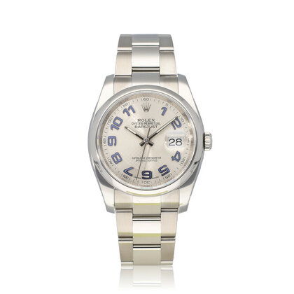 Datejust 36 steel silver deco arab mesh Oyster 2017 + papers