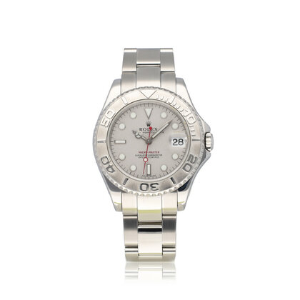 Yacht-master 35 steel - platinum red medium 2002 box + papers