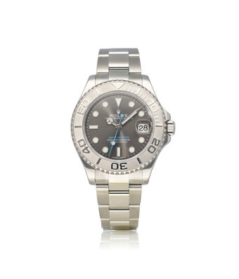 Rolex Yacht-master 37 steel - platinum slate / grey midsize 2017 B+P | NEW ROLEX SERVICE