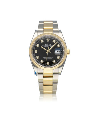 Rolex Datejust 36 NEW ROLEX SERVICE | steel - gold black diamond 2019 B+P
