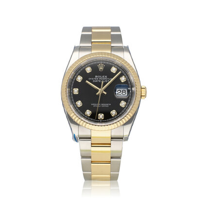 Datejust 36 NEW ROLEX SERVICE | steel - gold black diamond 2019 B+P