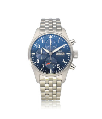 IWC Pilot's Watch Chronograph 41 steel blue 2021 box + papers