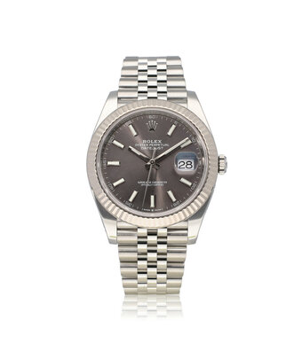 Rolex Datejust II 41 steel rhodium - slate - grey fluted Jubilee 2021 box + papers