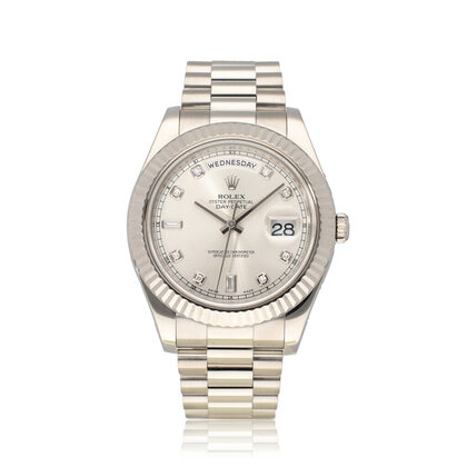 Day-Date II 41 white gold diamond - baguette President V-serial 2010 box + papers