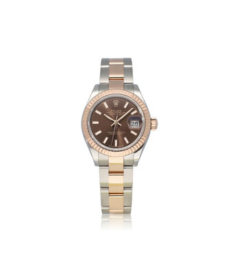Rolex Lady-Datejust 28 steel - rose gold Oyster choco 2024 box + papers