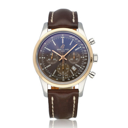 Transocean Chronograph 43 steel rose gold brown 2014 box + papers