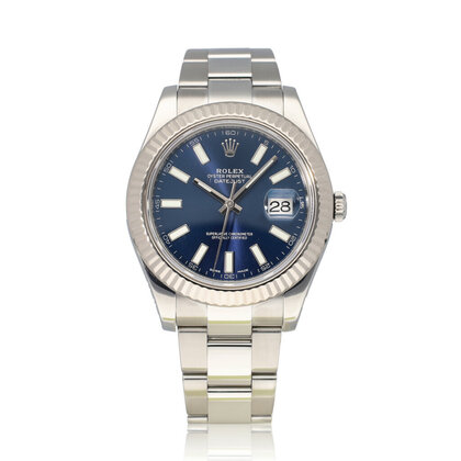 Datejust II 41 blue Oyster 2016 box + papers | steel - white gold fluted