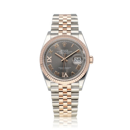 Datejust 36 2024 Jubilee box + papers | steel - rose gold grey / slate roman diamond