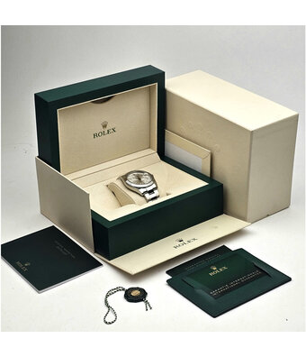 Rolex Datejust 41 steel - white gold silver index fluted Oyster 2024 box + papers