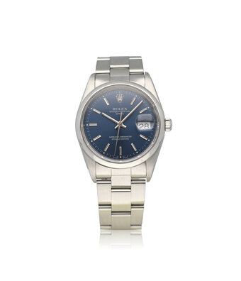 Rolex Date 34  steel blue index domed Oyster A-serial - 1999