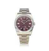 Rolex Oyster Perpetual 36 red grape 2018 + papers | steel Oyster
