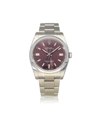 Rolex Oyster Perpetual 36 red grape 2018 + papers | steel Oyster