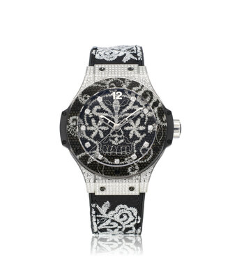 Hublot Big Bang Chronograph Broderie Steel Diamonds 41 steel black broderie diamond 2016 box + pa