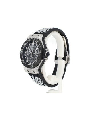 Hublot Big Bang Chronograph Broderie Steel Diamonds 41 steel black broderie diamond 2016 box + pa