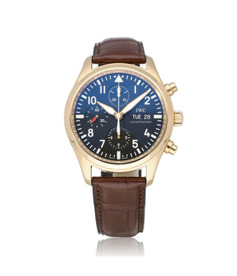 IWC Pilot's Watch Chronograph Automatic 42 yellow gold black 2012 box + papers