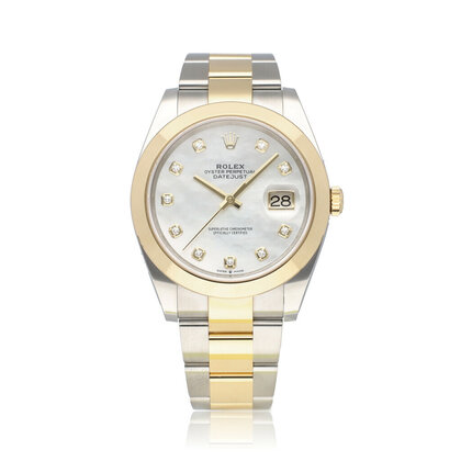 Datejust 41 NEW ROLEX SERVICE - 2022 B+P | steel - gold MOP diamond Oyster