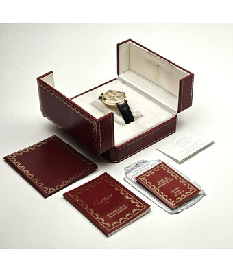 Cartier Pasha de Cartier  42 yellow gold - grill | ref. 1021 | 1997 B+P | NEW CARTIER STRAP