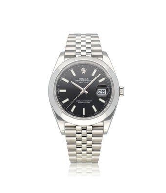 Rolex Datejust 41 steel black index domed Jubilee 2023 box + papers