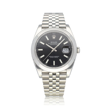 Datejust 41 steel black index domed Jubilee 2023 box + papers