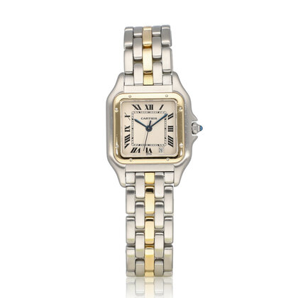 Panthère de Cartier   steel - gold ivory roman one line